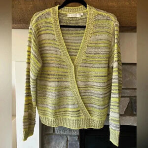 ASTR the label sweater M yellow  kent plunge crochet color eclectic shaggy twee